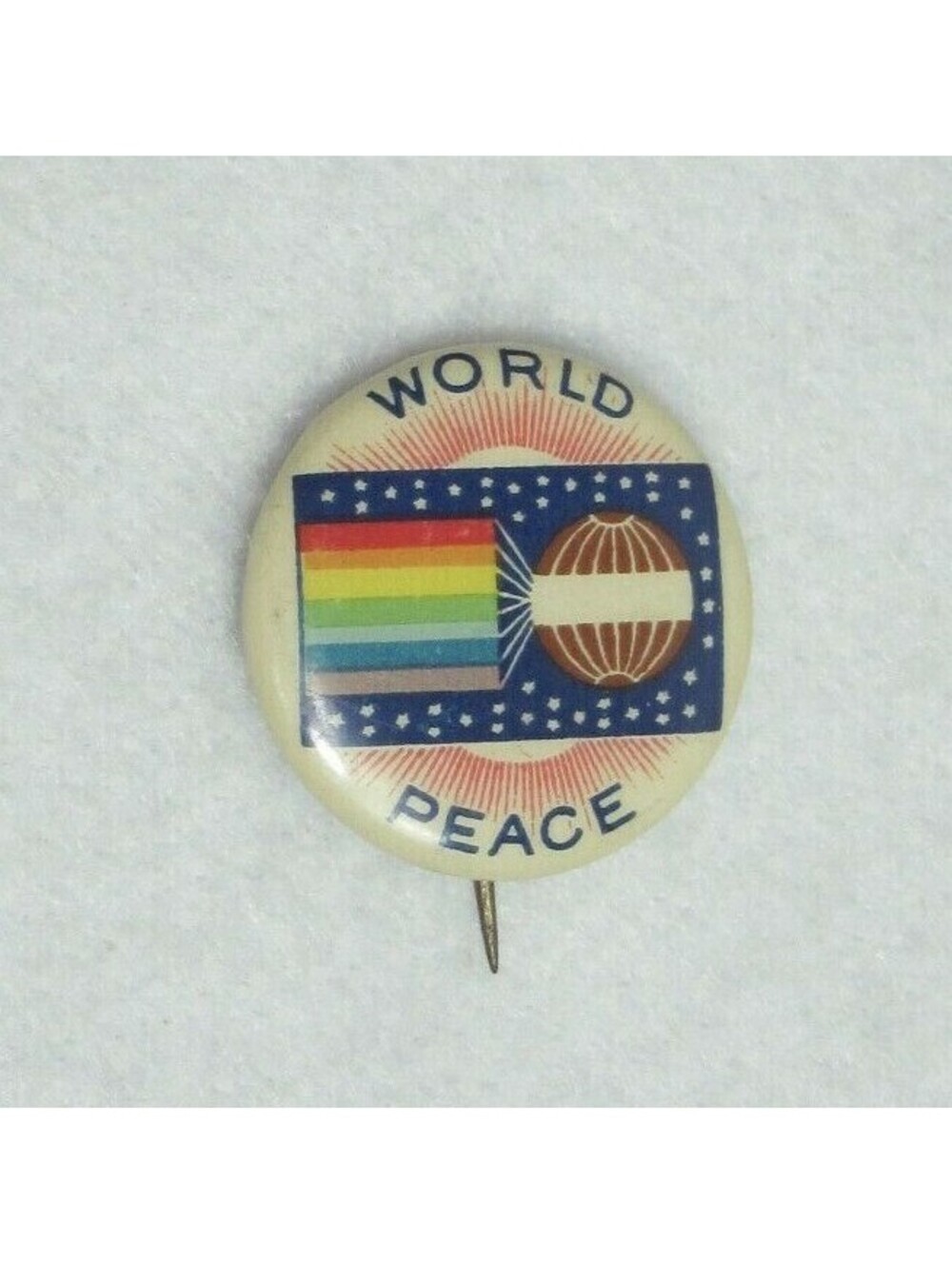 Antique c1913 J.W. Van Kirk World Peace Flag Pinback Button Youngstown Ohio RARE
